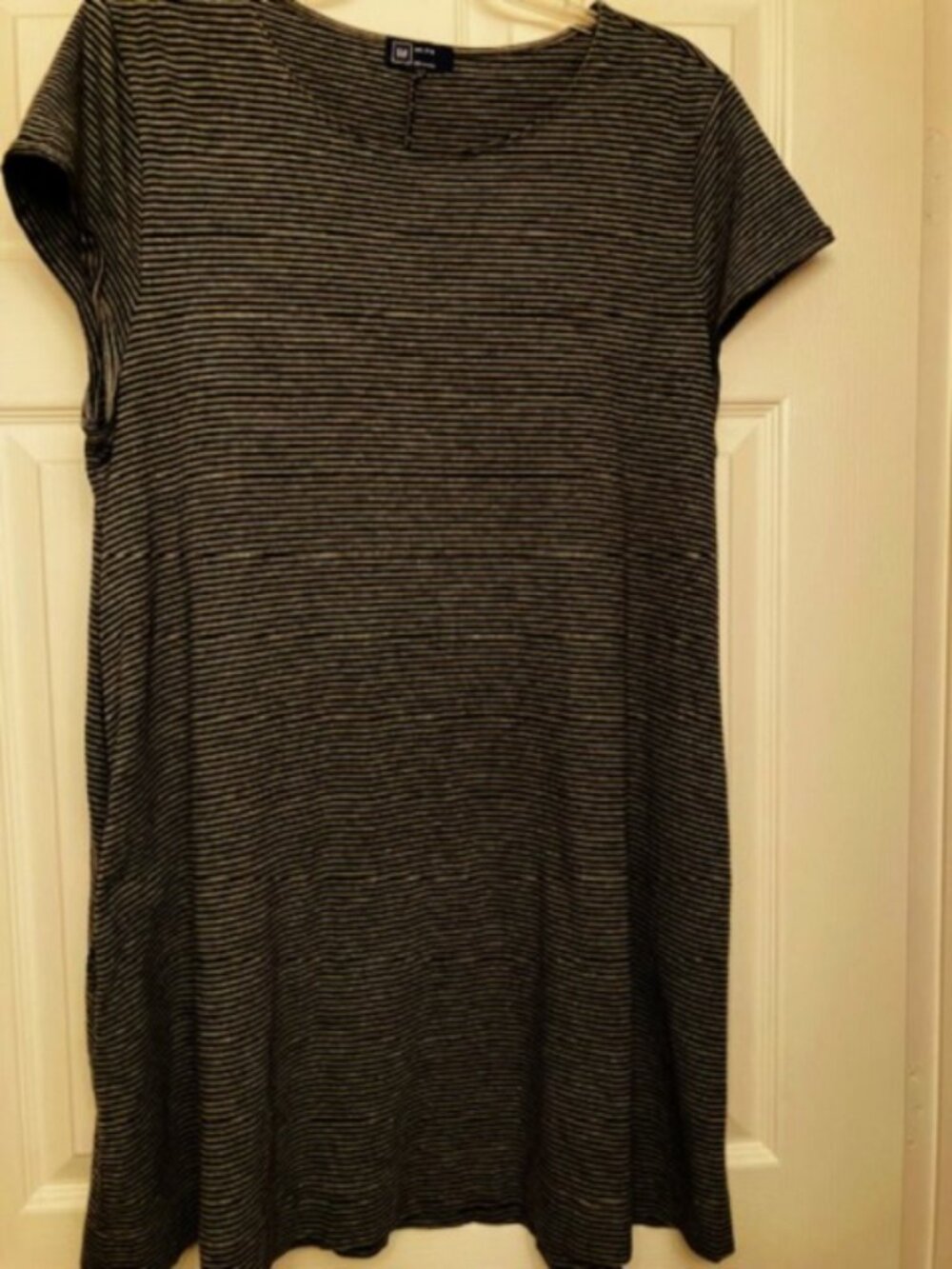 Gap black & gray striped t-shirt dress with pockets women's XXL
